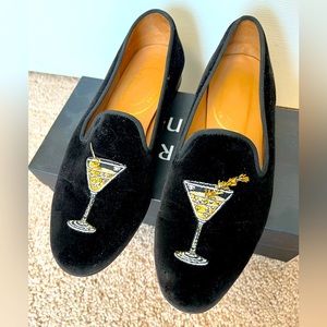 Stubbs & Wootton black velvet martini loafers, women’s size 10